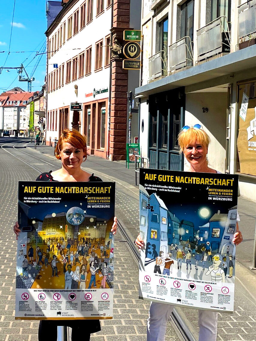 „Auf gute Nachtbarschaft“ – Unsere neue Plakatkampagne für mehr Rücksicht im Würzburger Nachtleben